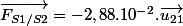 \vec{F_{S1/S2}}=-2,88.10^{-2}.\vec{u_{21}}