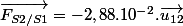 \vec{F_{S2/S1}}=-2,88.10^{-2}.\vec{u_{12}}