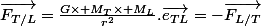 \vec{F_{T/L}}=\frac{G\times M_T\times M_L}{r^2}.\vec{e_{TL}}=-\vec{F_{L/T}}