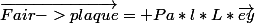\vec{Fair->plaque}= Pa*l*L*\vec{ey}