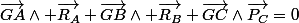 \vec{GA}\wedge \vec{R_A}+\vec{GB}\wedge \vec{R_B}+\vec{GC}\wedge\vec{P_C}=0