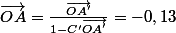 \vec{OA}=\frac{\vec{OA'}}{1-C'\vec{OA'}}=-0,13