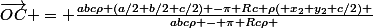 \vec{OC} = \frac{abc\rho (a/2+b/2+c/2) -\pi Rc \rho( x_{2}+y_{2}+c/2) }{abc\rho - \pi Rc\rho }