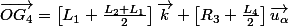 \vec{OG_4}=\left[L_1+\frac{L_2+\ L_1}{2}\right]\vec{k}+\left[R_3+\frac{L_4}{2}\right]\vec{u_\alpha}