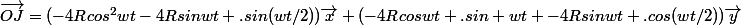 \vec{OJ}=(-4Rcos^2wt-4Rsinwt .sin(wt/2))\vec{x}+(-4Rcoswt .sin wt -4Rsinwt .cos(wt/2))\vec{y}