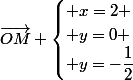 \vec{OM} \begin{cases} x=2 \\ y=0 \\ y=-\dfrac{1}{2}\end{cases}