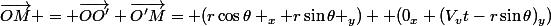 \vec{OM} = \vec{OO'}+\vec{O'M}= (r\cos\theta _x+r\sin\theta _y)+ (0_x+(V_vt-r\sin\theta)_y)