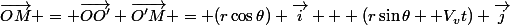 \vec{OM} = \vec{OO'}+\vec{O'M} = (r\cos\theta) \vec{i} + (r\sin\theta +V_vt) \vec{j}