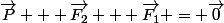 \vec{P} + \vec{F_2} + \vec{F_1} = \vec{0}