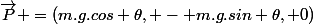 \vec{P} =(m.g.cos \theta, - m.g.sin \theta, 0)