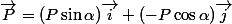 \vec{P}=(P\sin\alpha)\vec{i}+(-P\cos\alpha)\vec{j}