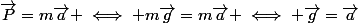 \vec{P}=m\vec{a} \iff m\vec{g}=m\vec{a} \iff \vec{g}=\vec{a}