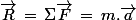 \vec{R}\,=\,\Sigma\vec{F}\,=\,m.\vec{a}