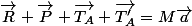 \vec{R}+\vec{P}+\vec{T_{A}}+\vec{T'_{A}}=M\vec{a}