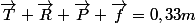 \vec{T}+\vec{R}+\vec{P}+\vec{f}=0,33m