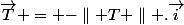 \vec{T} = -\parallel T \parallel .\vec{i}