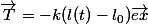 \vec{T}=-k(l(t)-l_0)\vec{ex}