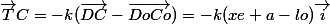 \vec{T}C=-k(\vec{DC}-\vec{DoCo})=-k(xe+a-lo)\vec{i}