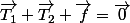 \vec{T_{1}}+\vec{T_{2}}+\vec{f}=\vec{0}