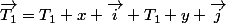 \vec{T_{1}}=T_{1} x \vec{i}+T_{1} y \vec{j}