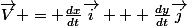 \vec{V} = \frac{dx}{dt}\vec{i} + \frac{dy}{dt}\vec{j}