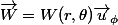 \vec{W}=W(r,\theta)\vec{u}_\phi