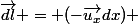 \vec{dl} = (-\vec{u_x}dx) 