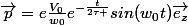 \vec{p}=e\frac{V_{0}}{w_{0}}e^{-\frac{t}{2\tau }}sin(w_{0}t)\vec{e_{z}}