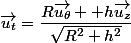 \vec{u_t}=\dfrac{R\vec{u_\theta}+ h\vec{u_z}}{\sqrt{R^2+h^2}}
