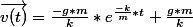 \vec{v(t)}=\frac{-g*m}{k}*e^{\frac{-k}{m}*t}+\frac{g*m}{k}
