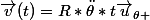 \vec{v}(t)=R*\ddot{\theta}*t\vec{u}_{\theta }