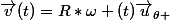 \vec{v}(t)=R*\omega (t)\vec{u}_{\theta }