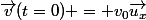 \vec{v}(t=0) = v_0\vec{u_x}