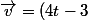 \vec{v}=(4t-3;3;0)