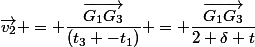 \vec{v_2} = \dfrac{\vec{G_1G_3}}{(t_3 -t_1)} = \dfrac{\vec{G_1G_3}}{2 \delta t}