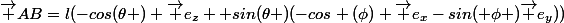 \vec {AB}=l(-cos(\theta ) \vec {e_z}+ sin(\theta )(-cos (\phi) \vec {e_x}-sin( \phi )\vec {e_y}))