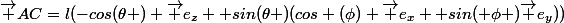 \vec {AC}=l(-cos(\theta ) \vec {e_z}+ sin(\theta )(cos (\phi) \vec {e_x}+ sin( \phi )\vec {e_y}))