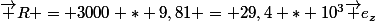 \vec R = 3000 * 9,81 = 29,4 * 10^3\vec e_z