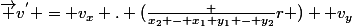 \vec v^{'} = v_x . (\frac {x_2 - x_1+y_1 - y_2}{r} )+ v_y