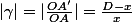 |\gamma|=|\frac{OA'}{OA}|=\frac{D-x}{x}