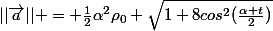 ||\vec{a}|| = \frac{1}{2}\alpha^2\rho_0 \sqrt{1+8cos^2(\frac{\alpha t}{2})}