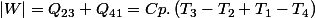 |W|=Q_{23}+Q_{41}=Cp.\left(T_{3}-T_{2}+T_{1}-T_{4}\right)