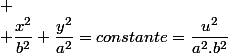 
 \\ \dfrac{x^{2}}{b^{2}}+\dfrac{y^{2}}{a^{2}}=constante=\dfrac{u^{2}}{a^{2}.b^{2}}