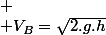 
 \\ V_{B}=\sqrt{2.g.h}