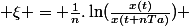  \xi = \frac{1}{n}.\ln(\frac{x(t)}{x(t+nTa)}) 
