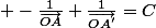  -\frac{1}{\vec{OA}}+\frac{1}{\vec{OA'}}=C