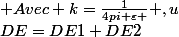 DE=DE1+DE2&nbsp;&nbsp;&nbsp;&nbsp;DE=\frac{kdq}{mp^2}u+\frac{kdq}{mp'^2}u'.&nbsp;&nbsp; Avec k=\frac{1}{4pi \varepsilon } ,u&nbsp;&nbsp;et&nbsp;&nbsp;u' des vecteur unitaires&nbsp;&nbsp;&nbsp;&nbsp;&nbsp;&nbsp;DE=\frac{k\lambda dl }{mp^2}+\frac{k*(- \lambda dl )}{mp'^2}
