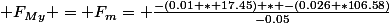  F_M_y = F_m= \frac{-(0.01 * 17.45) * -(0.026 *106.58)}{-0.05}