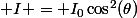  I = I_0\cos^2(\theta)