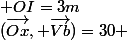 (\vec{Ox}, \vec{Vb})=30 ; OI=3m